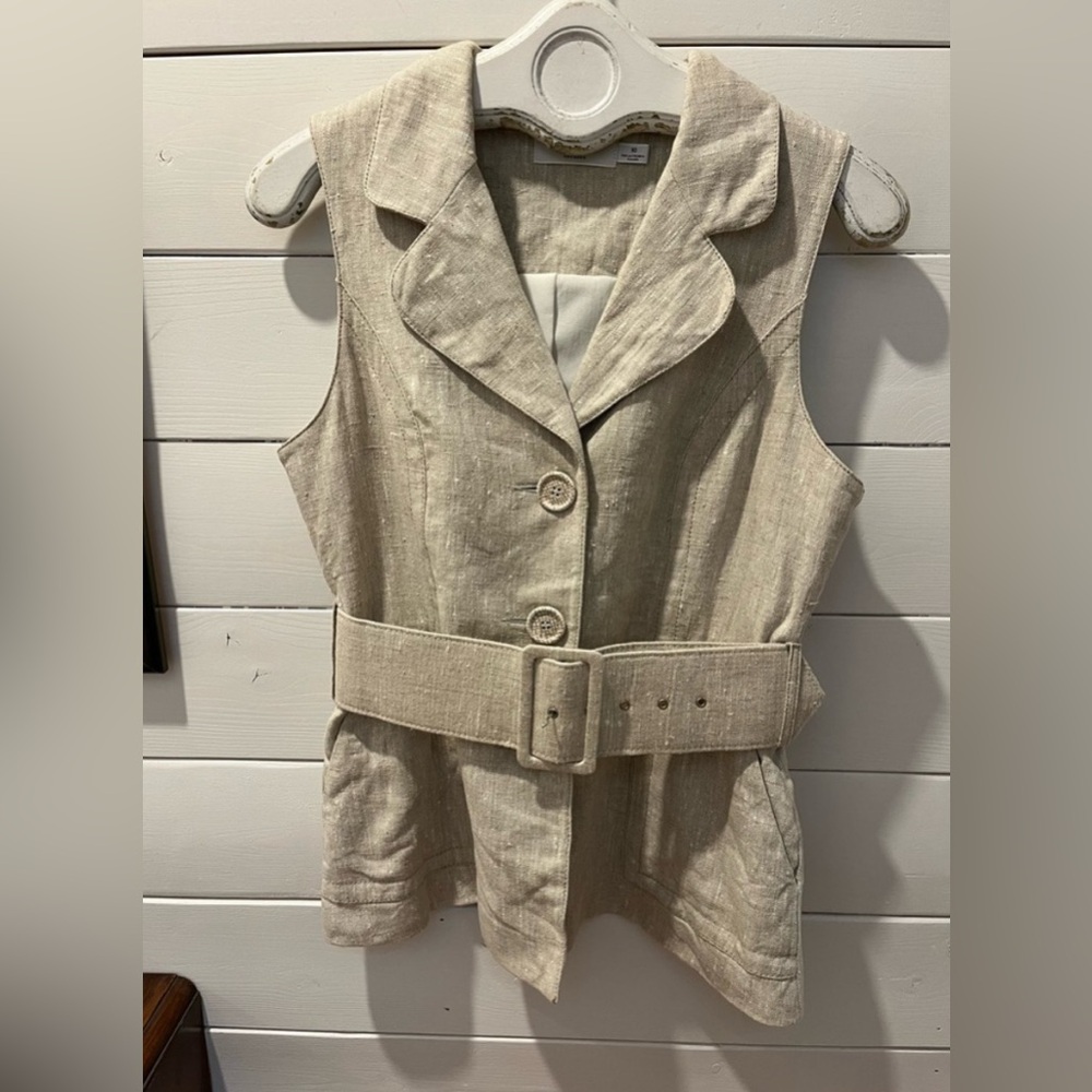 Linen Sleeveless Blazer – Iris Setlakwe – Size 10